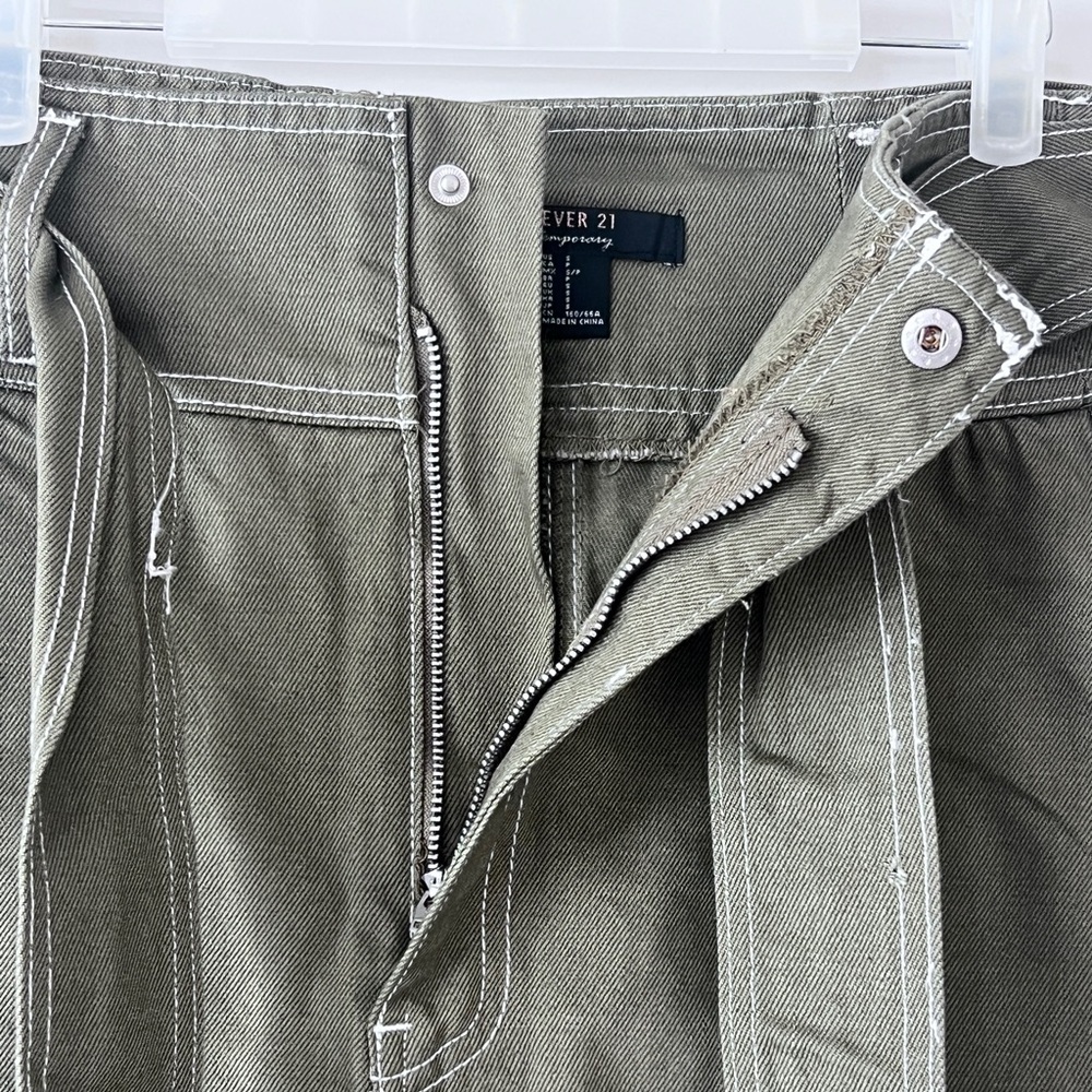 Forever 21 Army Green Pencil Mini Skirt with Tie Front - Picture 3 of 8